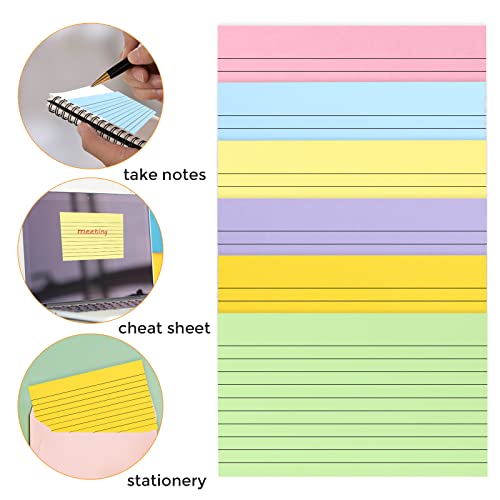 Bercoor 700 Pieces Index Cards With 2 Pack Index Card Box, 3 X 5 Ruled Index Cards, Color Notecards Study Cards For School And Office Supplies, 6 Colors #TOP3