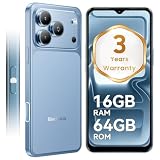 Blackview Sim-free & Unlocked Mobile Phones, 3-Year Warranty, Wave 7C, 32MP Camera, Android 16 Smartphone, 6.56” Display, 5000mAh Battery, Dual SIM, IP54 Water Resistance, 64GB Storage, Blue