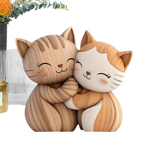 Decoración De Escritorio De Gato - Figura Bidimensional De Madera Pareja Gatos Decoración Escritorio - Decoraciones para el Hogar de Animales para Navidad, para Estantería, Sala de Estar y para Amante