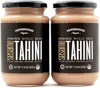 Organic Whole Sesame Tahini Paste - Unhulled & Stone-Ground - Silky Smooth Texture in Hummus, Dips, Dressings - Unsalted, Nut-Free, Kosher, Paleo, Keto 330g Glass Jar (2-Pack) Pepperwood Organics