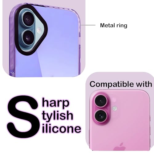 Image of A rtistque Ultra Stylish Back Cover Case for iPhone 16 | Premium Shockproof TPU | Transparent | Protective Design | Bumper Back Cover - Purple