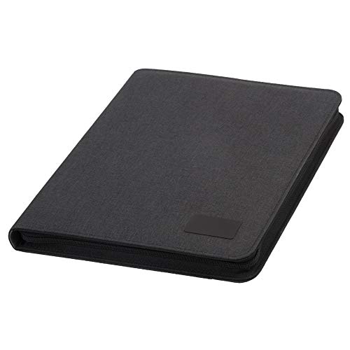 ALASSIO 30131 - Reißverschlussmappe A4 FORUM, Schreibmappe in anthrazit, Organisationsmappe ca. 33 x 25 cm, Konferenzmappe mit Tablet Fach, Block, Handyfach, Stiftschlaufe und 5 Visitenkartenfächer
