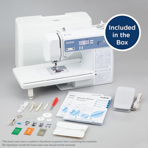 Brother Sewing and Quilting Machine, Computerized, 165 Built-in Stitches, LCD Display, Wide Table, 8 Included Presser Feet, White, 20x12x17
