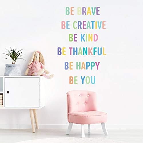 TOARTi Colorful Inspirational Lettering Quote Wall Decal-Be Brave, Be Creative, Be Kind, Be Thankful, Be Happy, Be You, Positive Quote Sticker for Classroom Kids Decoration 3 41DPWzfhpSL. AC
