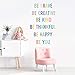 TOARTi Colorful Inspirational Lettering Quote Wall Decal-Be Brave, Be Creative, Be Kind, Be Thankful, Be Happy, Be You, Positive Quote Sticker for Classroom Kids Decoration