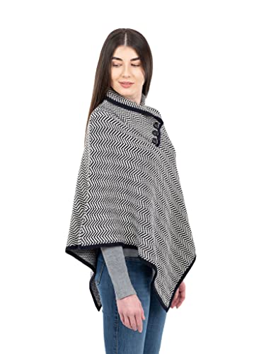 Image of SAOL Ladies Herringbone Poncho Sweater Soft Wool Blend