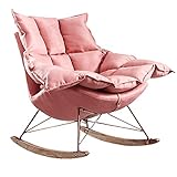 NOALED Sillones reclinables Ocio Sillas mecedoras Balcón casero Sillón Mecedora de Tela para Adultos Sillón de Siesta Simple Sillón Perezoso Sofá sillón (Color : Pink, Size : 84x60x79cm)