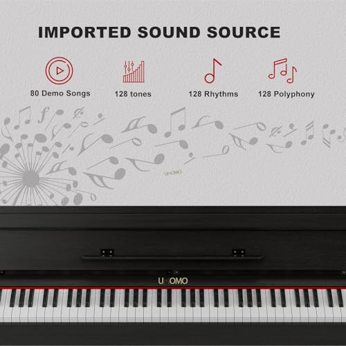 UMOMO 88 Weighted Key Digital Piano with Duet Piano Bench, Beginner Keyboard Piano Full Size Heavy Hammer Weighted Action Electric Piano Keyboard with USB MIDI, Black