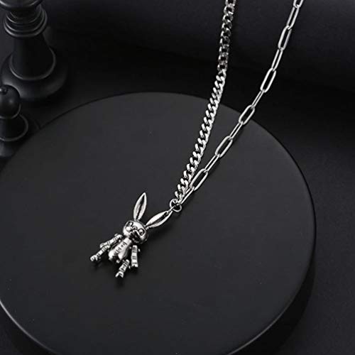 Amosfun Colar de coelho de páscoa colar de pingente de coelhinho vintage de aço titânio joia criativ