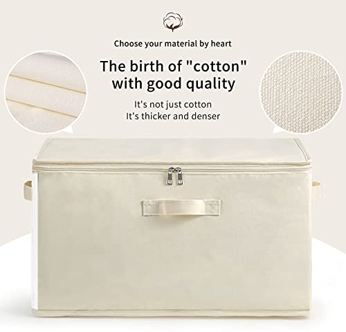 3-Pack Large Canvas Comforter Storage Bags for Clothes Sweater Clothes Organizer with Dual Zipper Three Carrying Handles for Blanket Closet Storage Container - Image 3