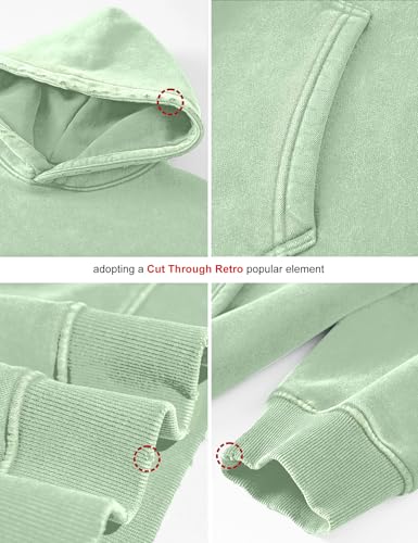 Image of FAIABLE Womens Oversized Acid Wash Hoodie Unisex Heavyweight Cotton Hoodies Fleece Vintage Washed Sweatshirt Women Men