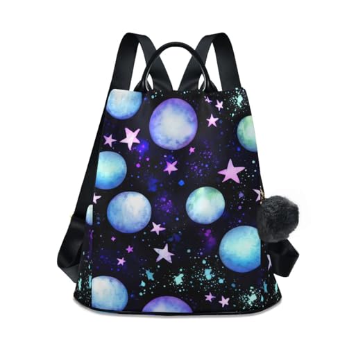 Sac à dos multi poches femme aquarelle planètes noir au style casual