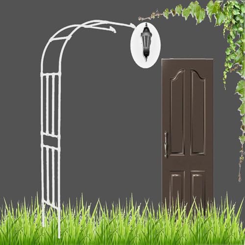 MISKYN Rankhilfe Halbbogen Rosenbogen, Stabiler Rankbogen Für Kletterpflanzen, Garten Rasen Patio Hochzeitsdekorationen,Weiß,180 * 240cm