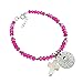 Bracelet L'argent de première communion Sterling 17.5cm. perles de nacre rose suspendus croix chapita Vierge - personnalisable - ENREGISTREMENT inclus dans le prix