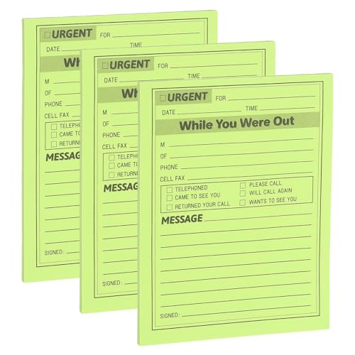 Notes autocollantes While You Were Out PATIKIL, 3 blocs de 50 feuilles vert pour message mémo