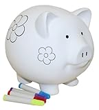 Motiv: Schwein Idena 8683155 - Großes Sparschwein aus Keramik zum Bemalen und Beschriften inklusive, 4 farbstiften