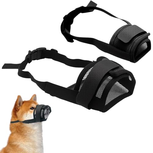 2 Piezas Bozal Perro S/L, Bozal Ajustable para Perros, Malla de Nylon Transpirable Bozales para Perros, Adecuado para Evitar Morder, Masticar y Ladrar, Adecuado para Perros Pequeños y Medianos