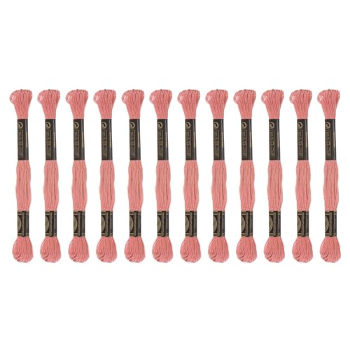 Image of HARFINGTON 12 Skeins Embroidery Floss 8.75yds(8m) Egyptian Long-Staple Cotton Cross Stitch Thread for Sewing DIY Bracelet Yarn String and Crafts, Tea Rose(6021)