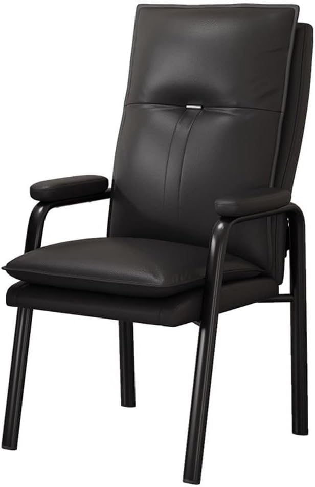 MEHWSUR Office Desk Guest Chair Leather Waiting Room Chairs with Padded Armrest,High Back Single Sofa Chair Leisure Lounge Chair for Living Room(Black)