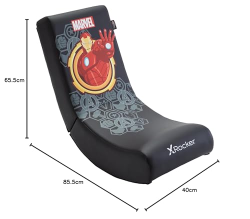 X-Rocker Marvel Ironman Floor Rocker, Folding Console Gaming Chair - Ergonomic Support, Space-Saving Design, Rocking Base, Wipe-Clean Faux Leather for Kids - Ironman - Licensed