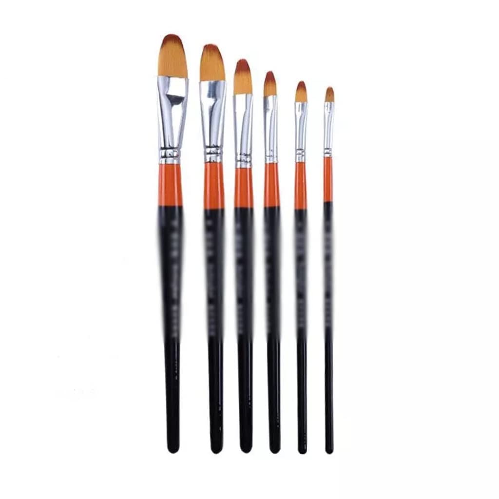 BATLAM 6 Pezzi/Set Set di Pennelli a Testa Piatta in Nylon Pennello per Acquerelli Pennello Industriale Forniture Artistiche (Color : A, Size (A As The Picture Shows)