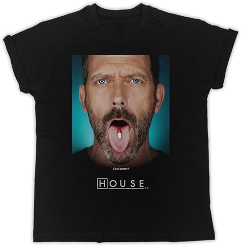 Bild: Feel Better Dr House Movie Poster T-Shirt Man's Fashion Cotton Black Clothes Unisex Tee XL f�r 17,91 EUR bei amazon.de