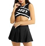 Top corto sin mangas y cuello redondo, estampado DADDY; letras en el frente, que combinan con una minifalda plisada elástica