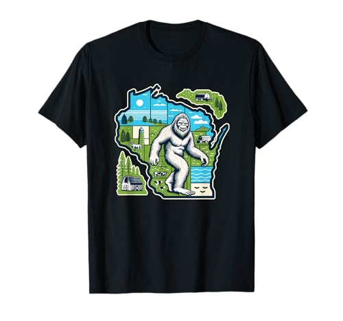 Wisconsin Bigfoot con vistas al arte de granjas pastorales y graneros Camiseta