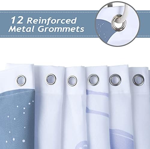 Bonhause Whale Fish Shower Curtain 180 x 180 cm Kids Ocean Animal Bathroom Curtain Waterproof Mildew & Mould Resistant Polyester Fabric Bath Curtain with 12 Hooks