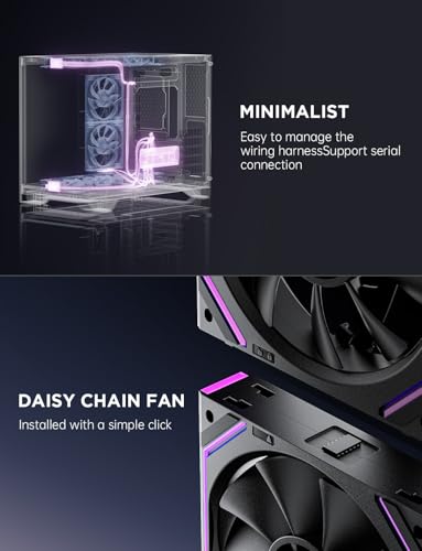 Image of Asiahorse Dawn 120mm Case Fan, ARGB PWM 1850RPM /71CFM Airflow, Forward & Reverse Blade Design, Low Noise, Precision HDB Bearings High Performance UNI PC Fan Modular Daisy Chain