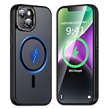 【MagSafe対応・マット質感】KWATUNG iPhone 14 Plus 用 ケース magsafe対応 米軍MIL規格 アイフォン 14 Plus 用 ケース マグネット搭載 マグセーフ対応 薄型 耐衝撃 耐久性 傷防止 指紋防止 黄変防止 あいふおん 14 Plus 用 スマホケース iphone14 Plus 用 6.7インチ対応 半透明 マット仕上げ ブラック