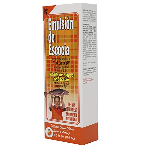 EMULSION DE ESCOCIA, Cod Liver Oil, Vitamins A, D, E and B1, Orange Flavor, 2-Pack of 6.5 FL Oz, 2 Bottles - Thumbnail 5