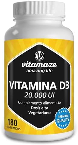 Vitamina D3 20.000 UI de Alta Dosis, (Suministro +1 Año) de Alta ...