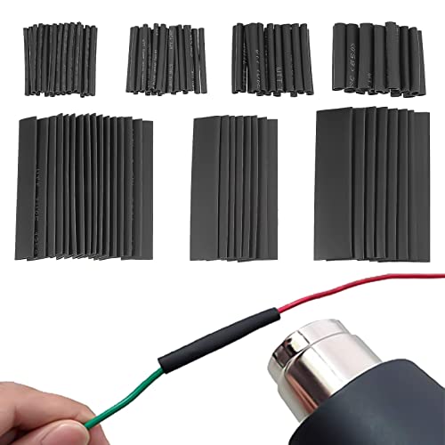 ZZLBZN 127 Pcs Heat Shrink Tubing kit Electric Insulation Heat Shrink Wrap Cable Sleeve Automotive Industrial Heat-Shrink Tubing Shrink Ratio 2: 1 Black