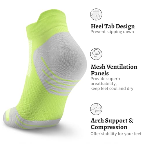 Image of 6 Pairs Compression Socks for Women Ankle Running Socks With Arch Support | Athletic Womens Socks with Heel Tab, Lightweight Cushioned & Breathable for Walking, Running, Workout, Travel, Everyday Wear