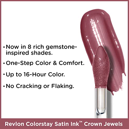 Image of REVLON Colorstay Satin INK, Comfortable, Longwear Rich 16-Hour Liquid lip Color, Formulated with Black Currant Seed Oil & Vitamin E, Queen Of Quartz - (033) (Pack of 2)