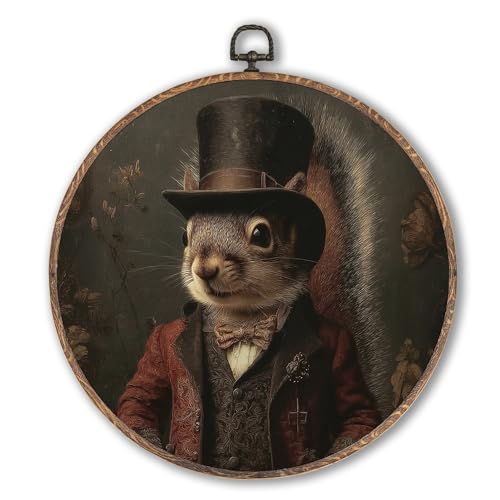 Hxlac Victorian Squirrel Round Wall Art Framed, Vintage Victorian Style