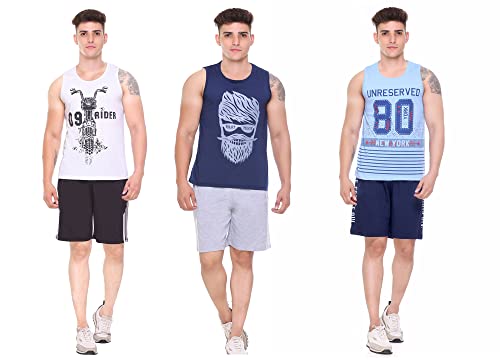 Image of Sleeveless Vest for Men || Tank Top Sando || Workout Tshirts || Sports Vest || Goa Beach Wear Swimming T-Shirt || Running Tops || Gym Vest for Men || Pack of 3 ||