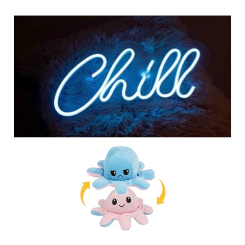 Image of EITHEO Stuffed Animal Plushie Stuffed Toy for Kids (Neon chill + Small Octopus Pink)