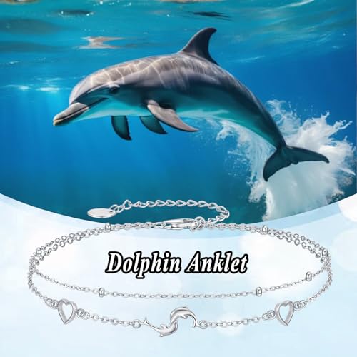 Image of 925 Sterling Silver Layered Ankle Bracelets for Women Jewelry Gifts | 925 Sterling Silver Layered Sea Turtles /Elephant /Wave Anklet Animal Bracelet Summer Ocean Beach Jewelry Gifts for Women