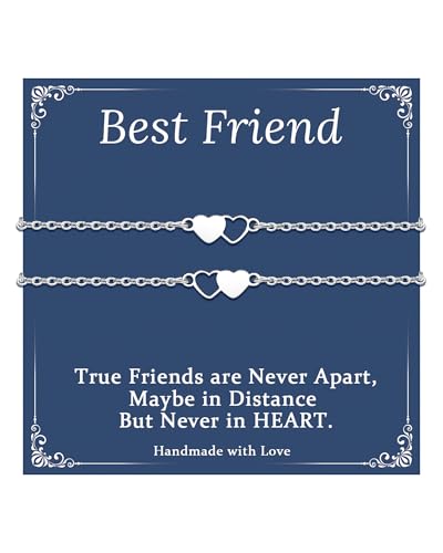 CheersLife Friendship Gifts for Women Girls,Friend Gifts,Friendship Bracelet Heart Matching Bracelets for 2 Bff Bestie Sisters - Christmas Birthday Graduation Jewelry Gift