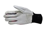 G & F 5004-5 Leather Palm, Canvas Back Knit Wrist Leather Work Gloves, 5-Pair Pack, Men's Large