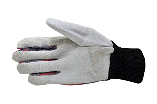 G & F 5004-5 Leather Palm, Canvas Back Knit Wrist Leather Work Gloves, 5-Pair Pack, Men's Large