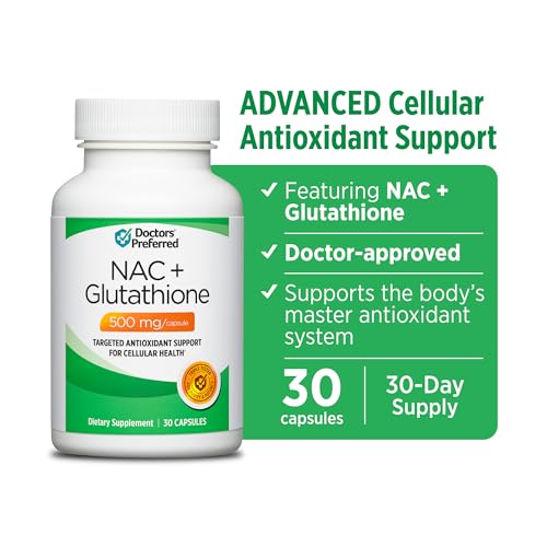 Image of DOCTORS' PREFERRED N-Acetyl L-Cysteine (NAC) + Glutathione | 30 Capsules | Antioxidant Support