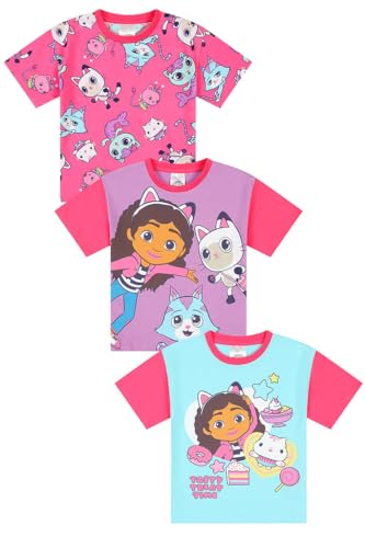 Gabby's Dollhouse 3 Pack Girls T-Shirts Kids Multipack (5-6 Years) Pink