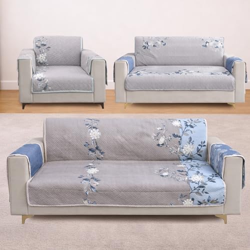 Image of Homerz Premium 6(3+2+1) Seater Quilted Reversible Sofa Cover Mat with Pocket Arms | Polyester Blend 350 GSM Full Coverage & Back Belt for Stability (Velaro, 6(3+2+1) Seater)
