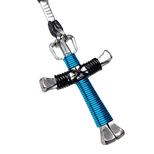 Peacock & Black Horseshoe Nail Cross Necklace4