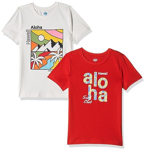 Image of Amazon Brand - Jam & Honey Boys 100% Cotton Printed Half Sleeves T-Shirt | Age 2-12 Years