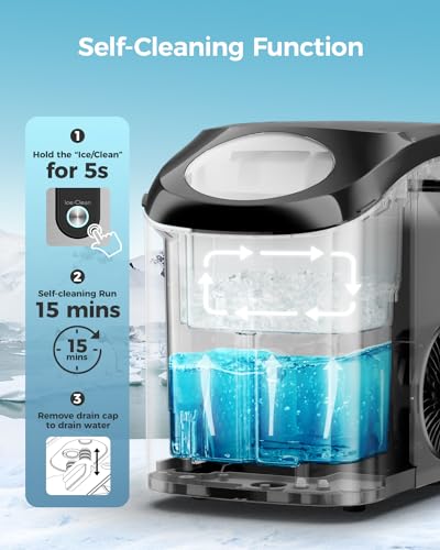 Vividmoo HZB-15N/S Ice Makers Countertop Nugget Ice Cubes, Portable Ice Maker, Self Cleaning Pebble Ice Machine, 33Lbs/24H, Lower Noise, Small Sonic Ice Maker For Home thumb #2