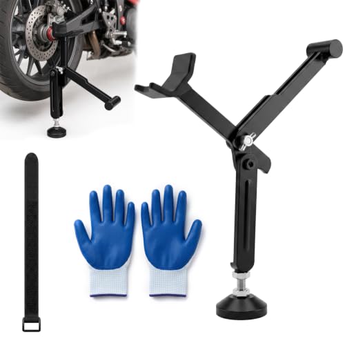 Leve Moto Arrière Portable et Pliable, Béquille de Levage Moto Universelle pour Entretien et Réparation, Support de Roue Arrière avec 1 Paire de Gants en...